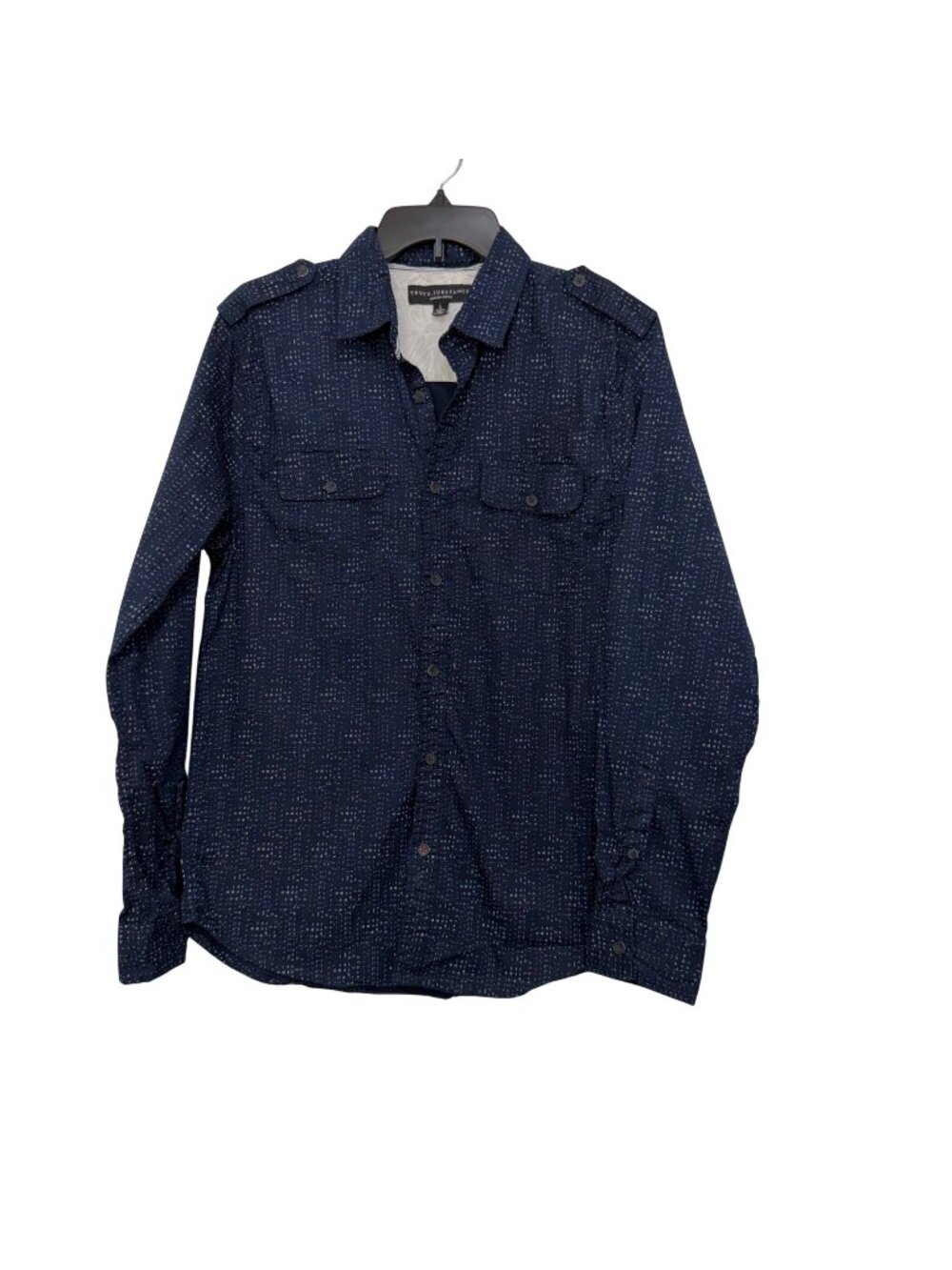 Truth Substance Mens Navy Blue Long-Sleeve Button-Down Shirt Size L Slim fit